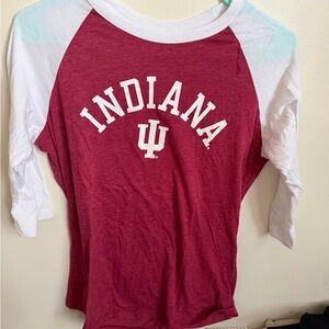 Indiana University Women's Red and White Raglan Tee